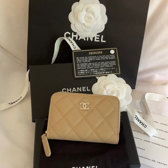 Chanel GHW Caviar Quilted Classic Beige Zipped Coin Card Holder Wallet BNIB - Picture 7 of 10